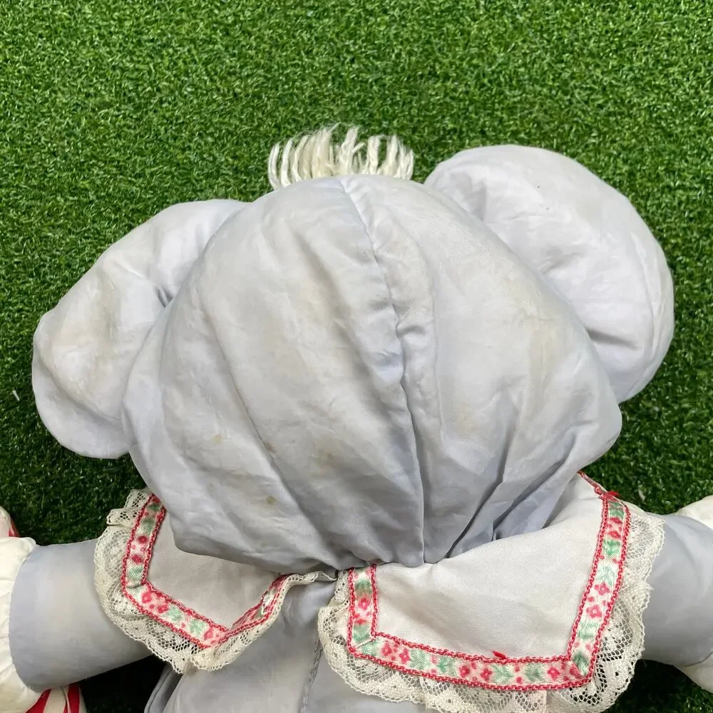 Vintage 1987 Fisher Price Puffalump Christmas Mouse Plush Holding Candy Cane